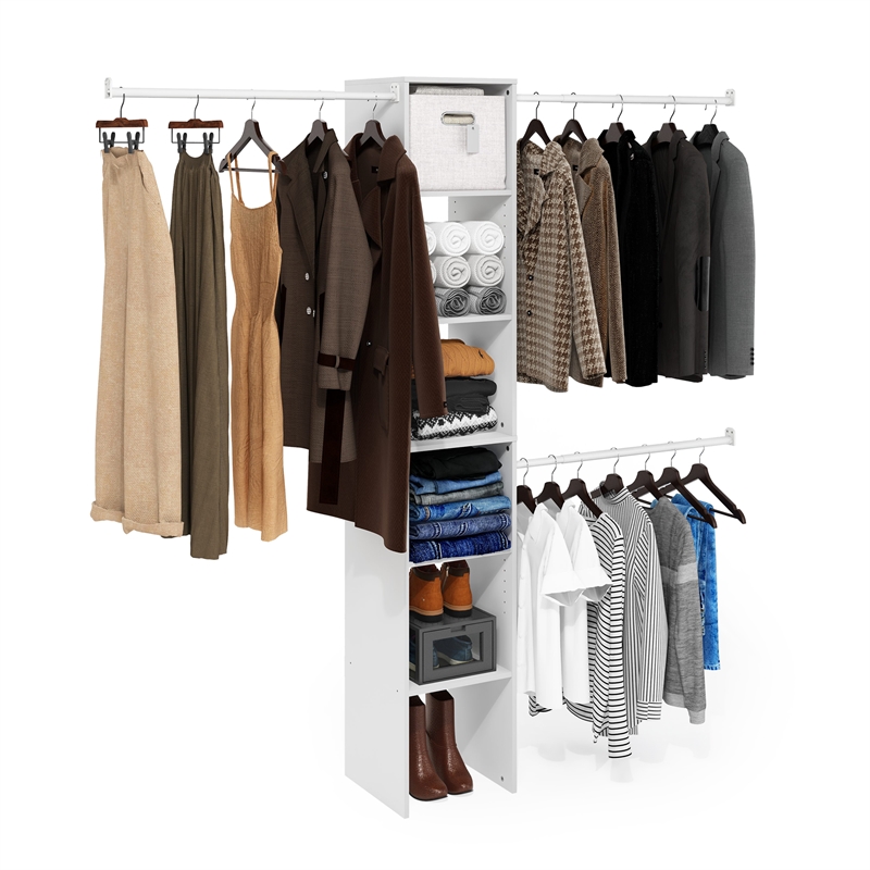 Pemberly Row Clothing & Closet Storage Organizer Shelf Tower with 3 White