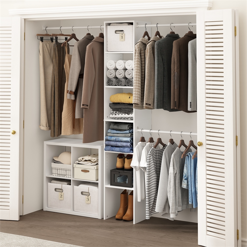 Pemberly Row Clothing & Closet Storage Organizer Shelf Tower with 3 White