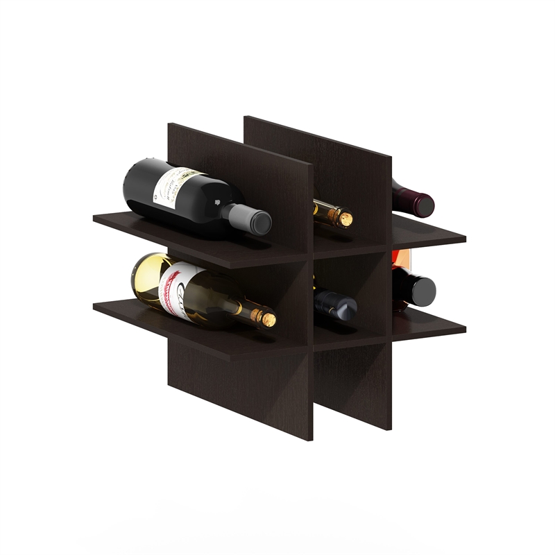 Pemberly Row 9-Compartment Bottle Storage Cube Organizer Insert in Dark Oak