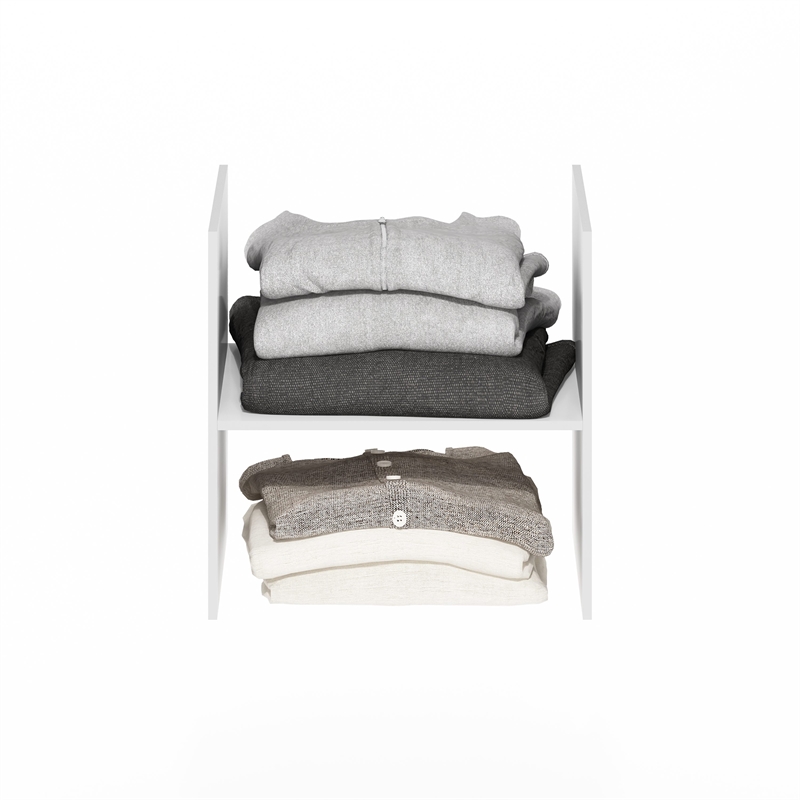 Pemberly Row Contemporary H-Shelf Cube Organizer Insert in White