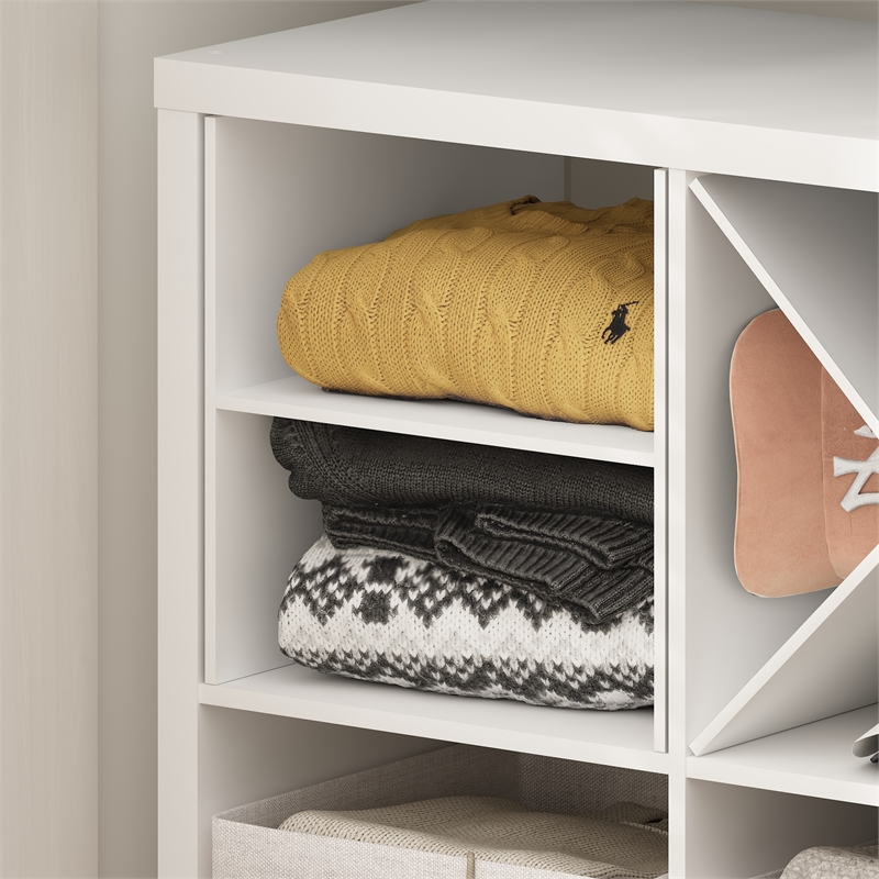 Pemberly Row Contemporary H-Shelf Cube Organizer Insert in White