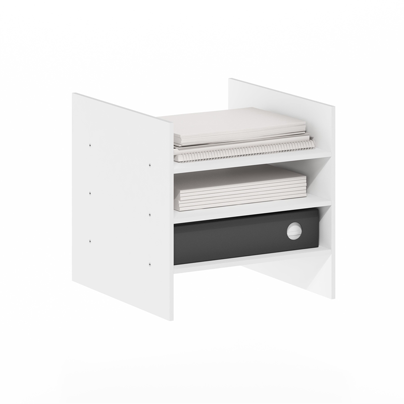 Pemberly Row Contemporary 3-Shelf File Organizer Cube Insert in White
