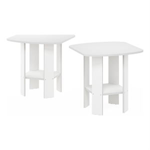 Pemberly Row Contemporary End Table in White Finish (Set of 2)