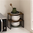 Pemberly Row Stackable Kitchen Counter Shelves in Set of 2 Amber Pine