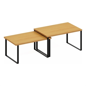 Pemberly Row Stackable Kitchen Counter Shelves in Set of 2 Beech
