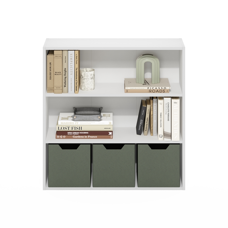 Pemberly Row 3-Tier Open Shelf Bookcase in Bookshelf in 31.5-inch Wide in White