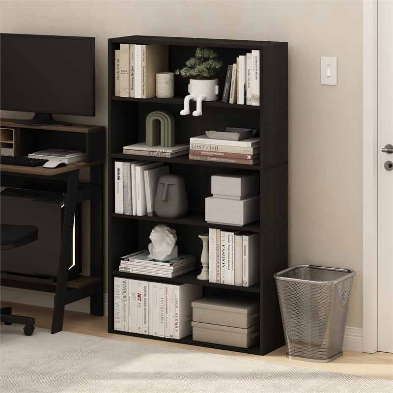 Pemberly Row 5-Tier Bookcase in Bookshelf in 31.5-inch Wide in Espresso