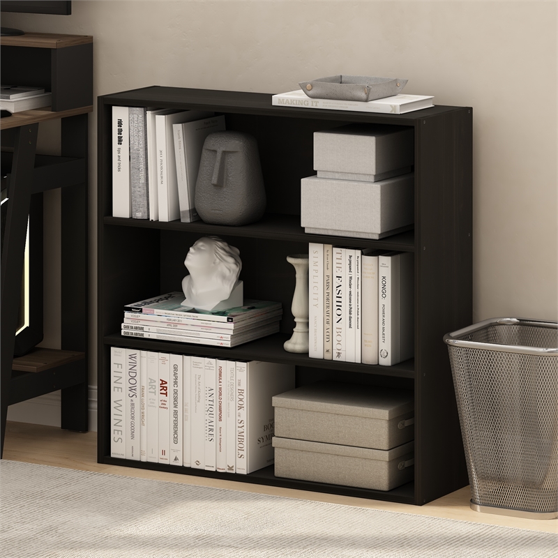 Pemberly Row 3-Tier Bookcase in Bookshelf in 31.5-inch Wide in Espresso