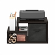 Pemberly Row Contemporary Multipurpose Shelf with Bin in Dark Oak