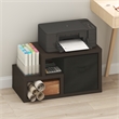Pemberly Row Contemporary Multipurpose Shelf with Bin in Dark Oak