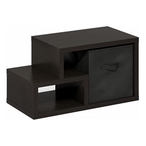 Pemberly Row Contemporary Multipurpose Shelf with Bin in Dark Oak