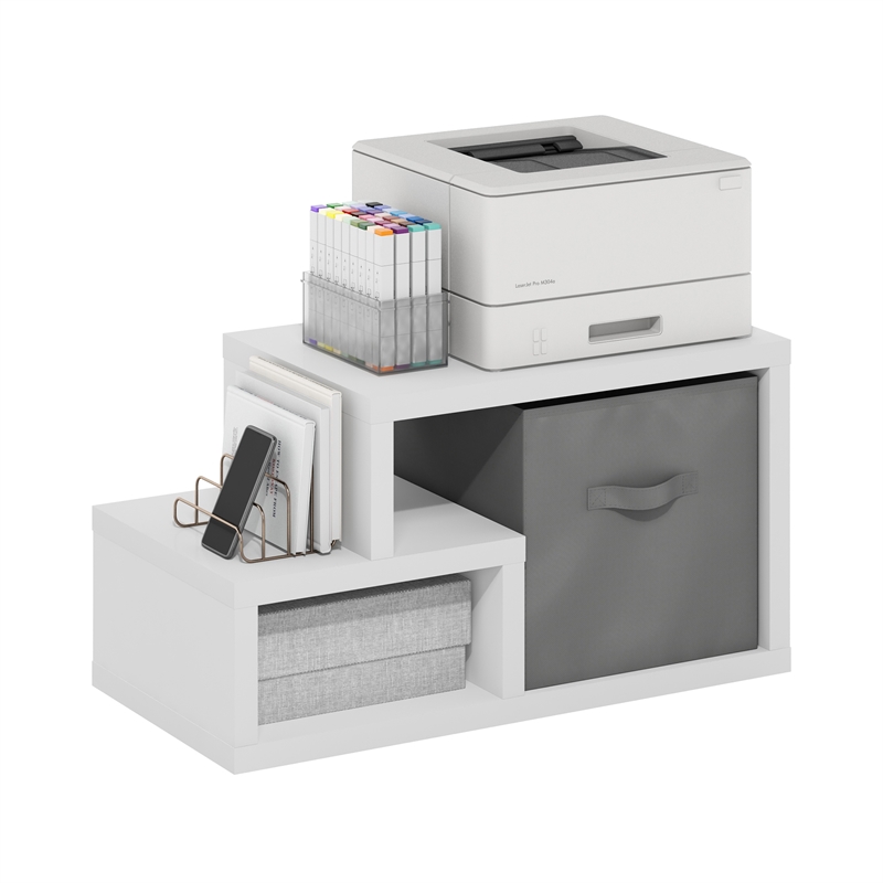 Pemberly Row Contemporary Multipurpose Shelf in with Bin in White