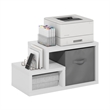 Pemberly Row Contemporary Multipurpose Shelf in with Bin in White