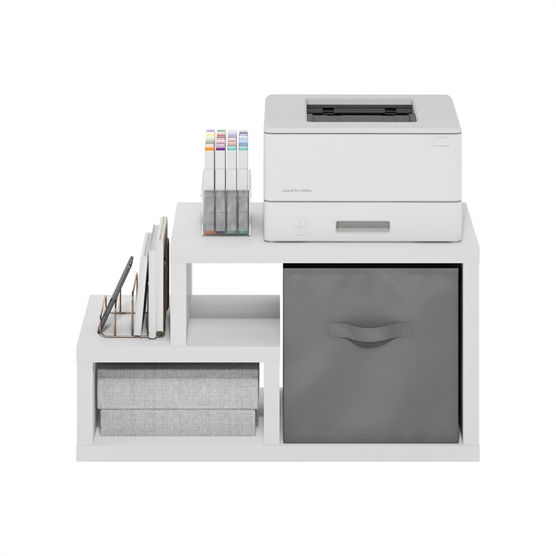 Pemberly Row Contemporary Multipurpose Shelf in with Bin in White
