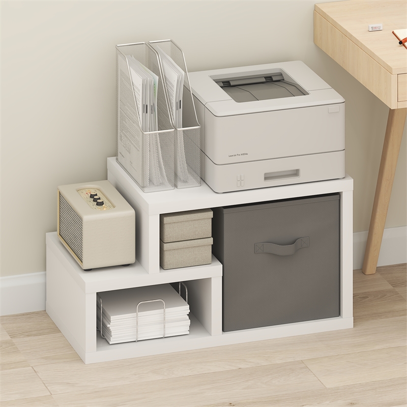Pemberly Row Contemporary Multipurpose Shelf in with Bin in White