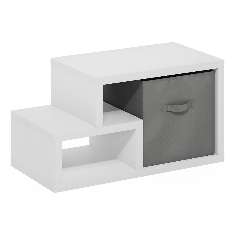 Pemberly Row Contemporary Multipurpose Shelf in with Bin in White
