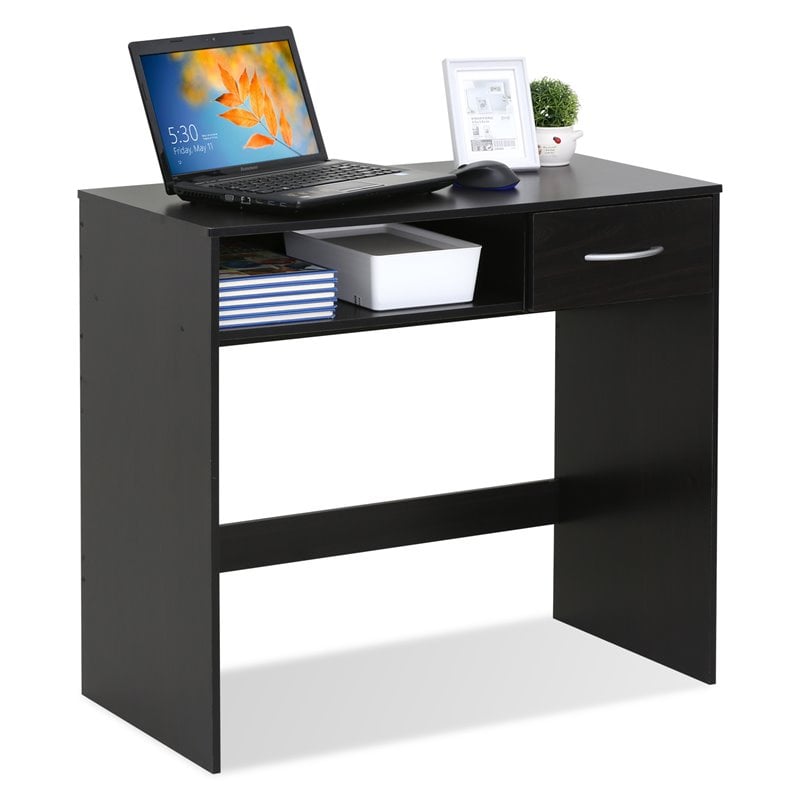 Pemberly Row Engineered Wood Computer/Study Desk with Drawer in Espresso