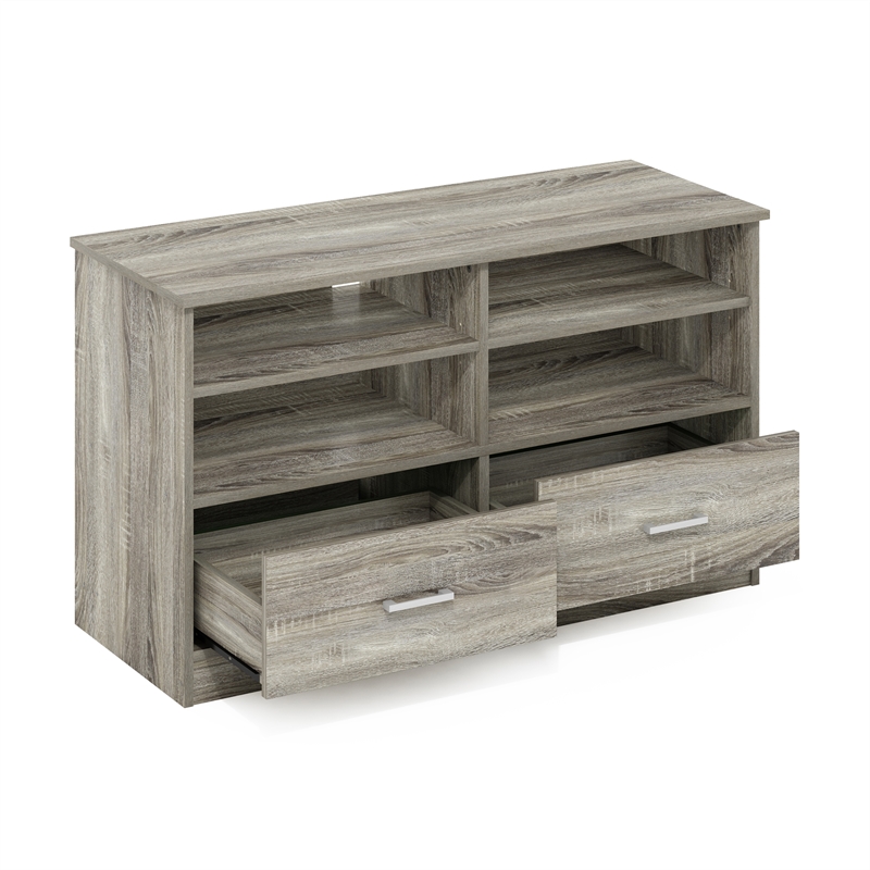Pemberly Row Contemporary TV Stand with Drawer in French Oak