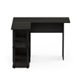 Pemberly Row Engineered Wood L-Shape Desk with Bookshelf in Espresso/Black