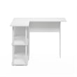 Pemberly Row Contemporary L-Shape Desk with Bookshelf in White