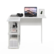 Pemberly Row Contemporary L-Shape Desk with Bookshelf in White