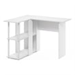 Pemberly Row Contemporary L-Shape Desk with Bookshelf in White