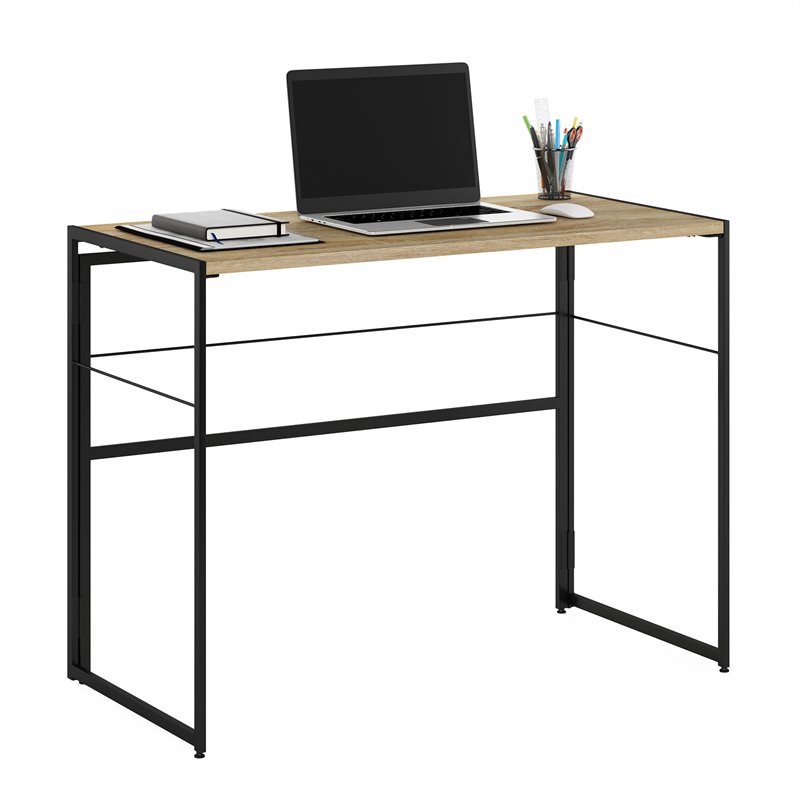 Pemberly Row Wood & Metal Frame Computer Desk in Sonoma Oak/Black