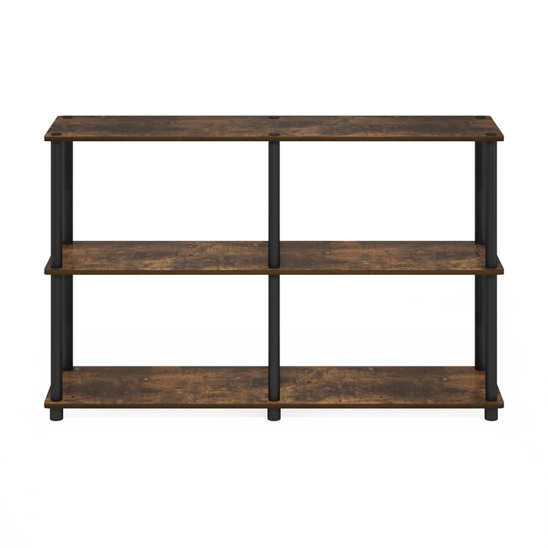 Pemberly Row 3-Tier Double Size Storage Display Rack in Amber Pine/Black