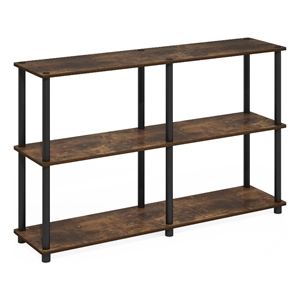 Pemberly Row 3-Tier Double Size Storage Display Rack in Amber Pine/Black