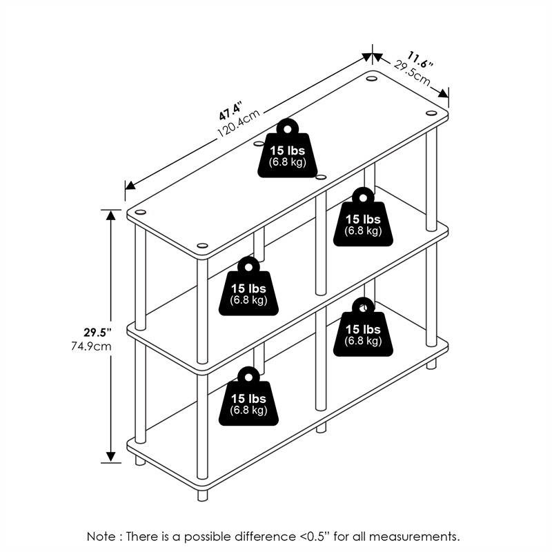 Pemberly Row Turn-N-Tube 3-Tier Double Size Storage Display Rack in White