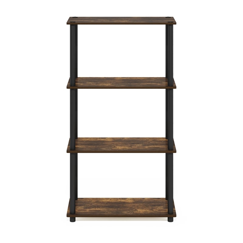 Pemberly Row 4-Tier Multipurpose Shelf Display Rack in Amber Pine/Black