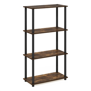 Pemberly Row 4-Tier Multipurpose Shelf Display Rack in Amber Pine/Black