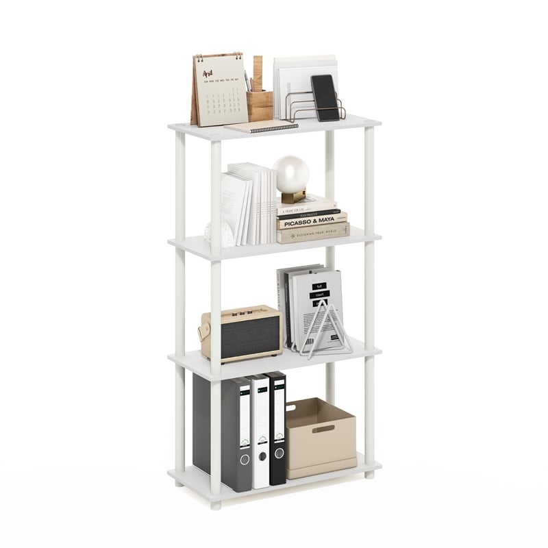 Pemberly Row Turn-N-Tube 4-Tier Multipurpose Shelf Display Rack in White