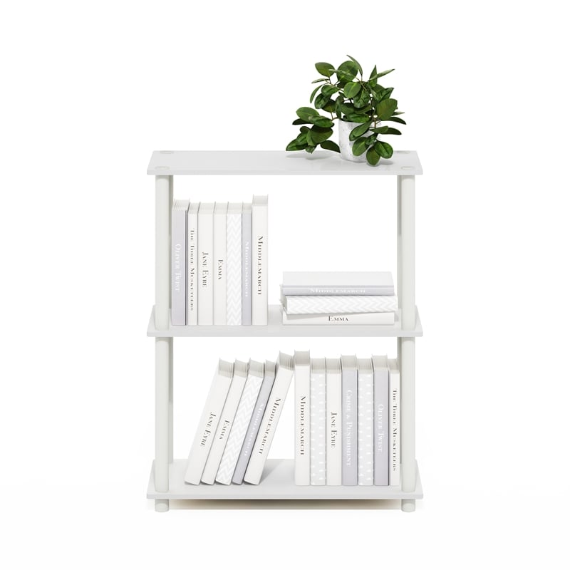 Pemberly Row Turn-N-Tube 3-Tier Compact Multipurpose Shelf Display Rack - White