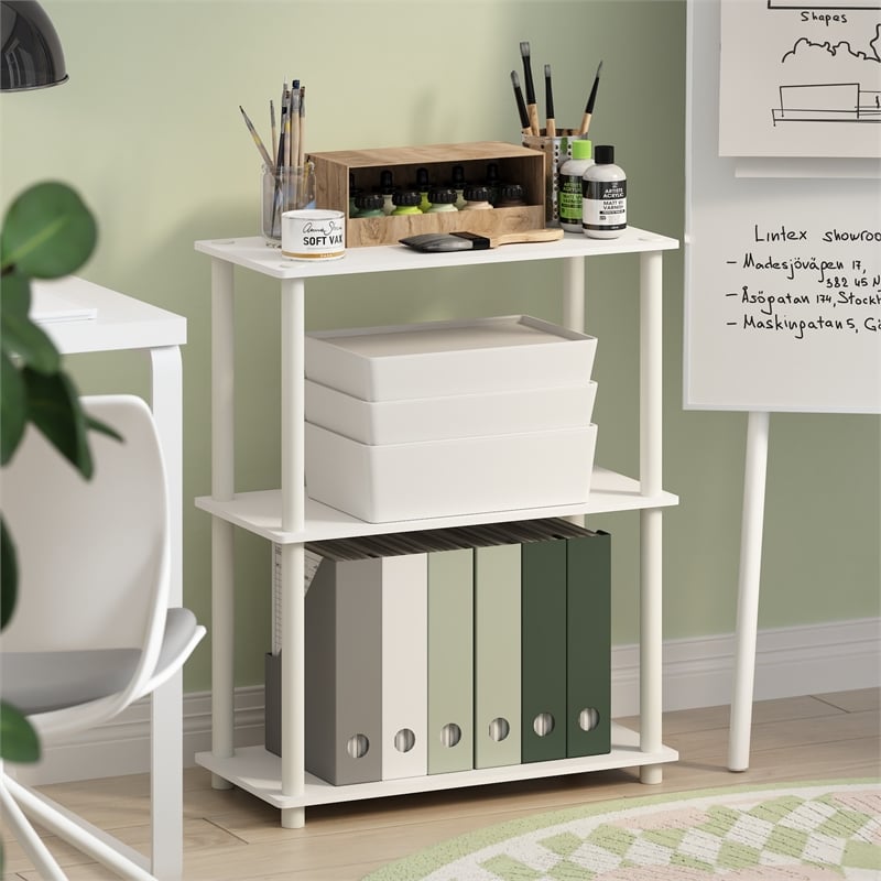 Pemberly Row Turn-N-Tube 3-Tier Compact Multipurpose Shelf Display Rack - White