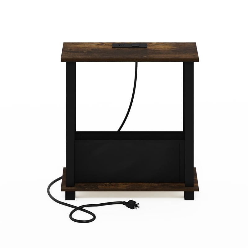 Pemberly Row Turn-S-Tube 2-Tier Slim Side/End Table Amber Pine/Black