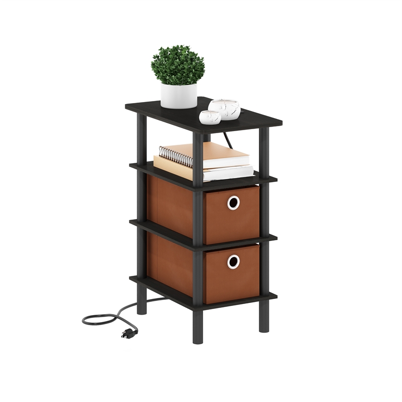 Pemberly Row Turn-N-Tube 4-Tier Side/End Table in Espresso/Black/Brown