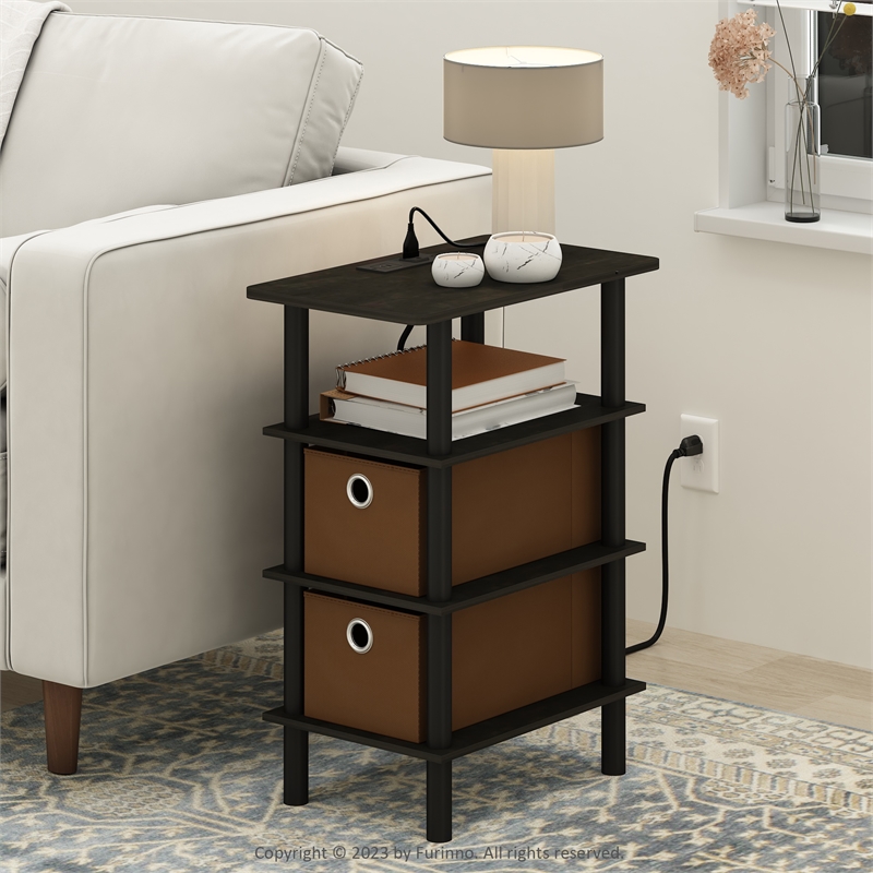 Pemberly Row Turn-N-Tube 4-Tier Side/End Table in Espresso/Black/Brown