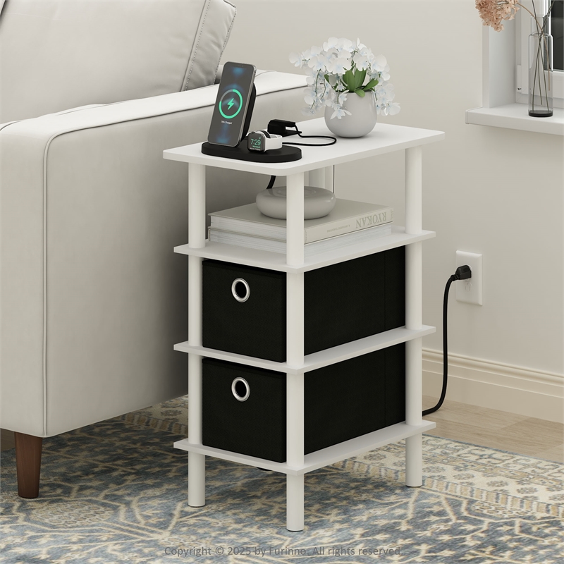 Pemberly Row Turn-N-Tube 4-Tier Side/End Table in White/Black