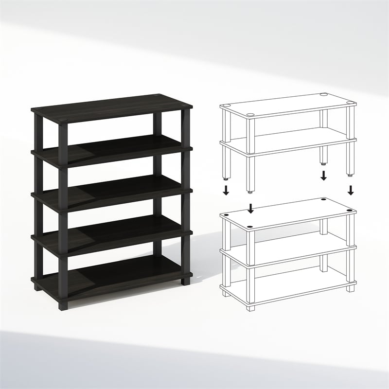 Pemberly Row Turn-S-Tube 3-Tier Stackable Shoe Rack in Espresso Set of 2