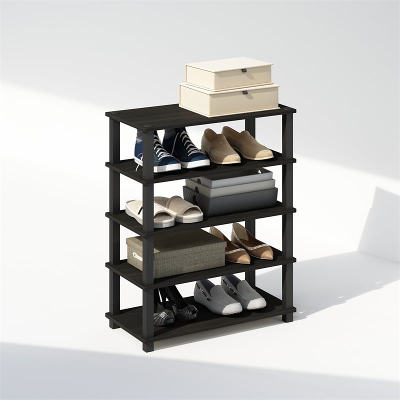 Pemberly Row Turn-S-Tube 3-Tier Stackable Shoe Rack in Espresso Set of 2