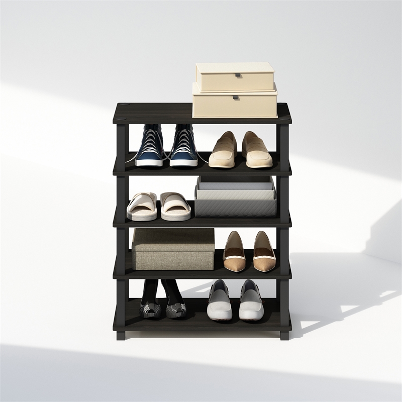 Pemberly Row Turn-S-Tube 3-Tier Stackable Shoe Rack in Espresso Set of 2