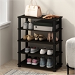 Pemberly Row Turn-S-Tube 3-Tier Stackable Shoe Rack in Espresso Set of 2