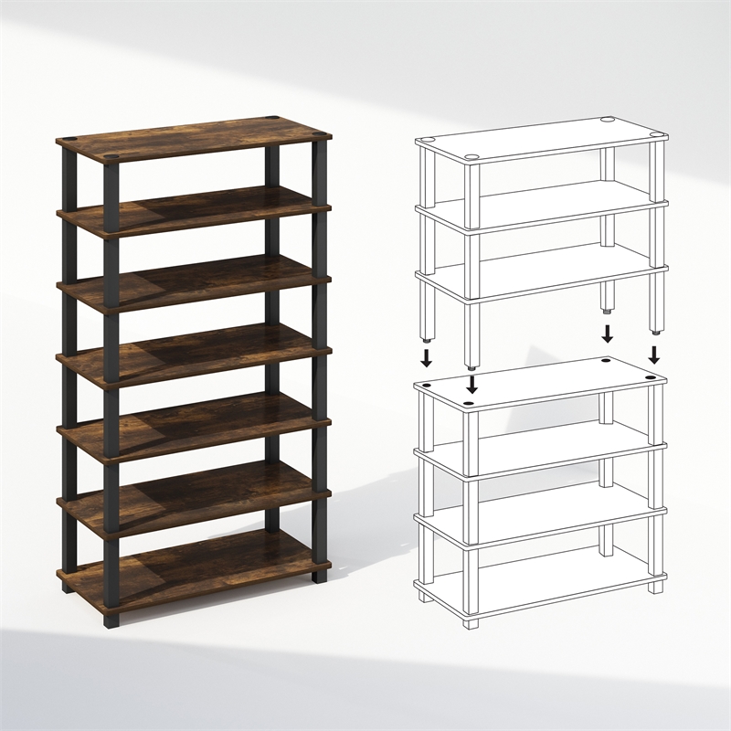 Pemberly Row Turn-S-Tube 4-Tier Shoe Rack in Amber Pine Set of 2