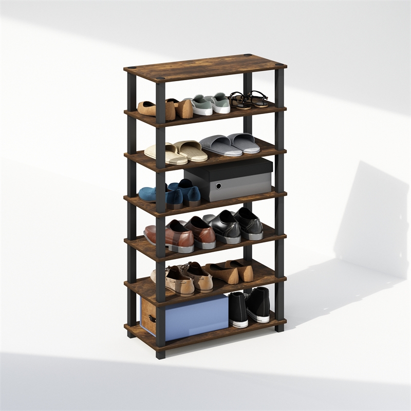 Pemberly Row Turn-S-Tube 4-Tier Shoe Rack in Amber Pine Set of 2