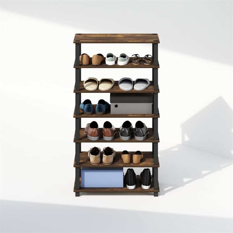 Pemberly Row Turn-S-Tube 4-Tier Shoe Rack in Amber Pine Set of 2