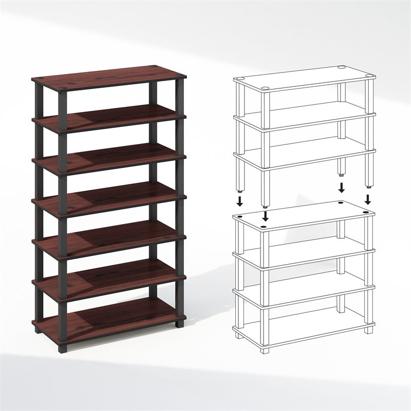Pemberly Row Turn-S-Tube 4-Tier Shoe Rack in Dark Cherry Set of 2