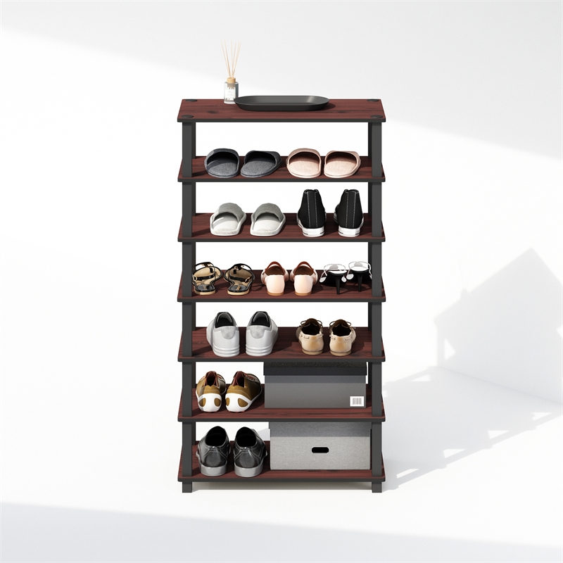 Pemberly Row Turn-S-Tube 4-Tier Shoe Rack in Dark Cherry Set of 2