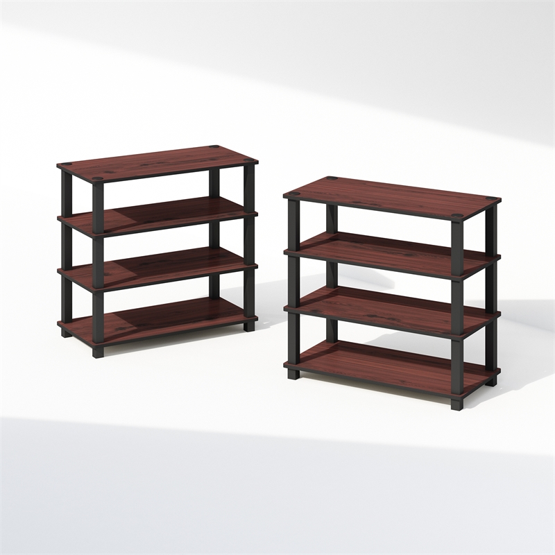 Pemberly Row Turn-S-Tube 4-Tier Shoe Rack in Dark Cherry Set of 2