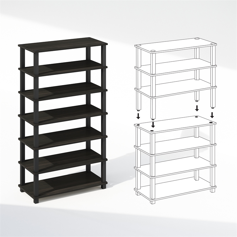 Pemberly Row Turn-S-Tube 4-Tier Shoe Rack in Espresso Set of 2